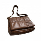 Quilted Vegan Leather Shoulder Bag – Medium Flap Messenger Bag