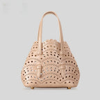Atelier Sacrum Elegant Hollow Carved Vegan Leather Tote and Shoulder Messenger Bag