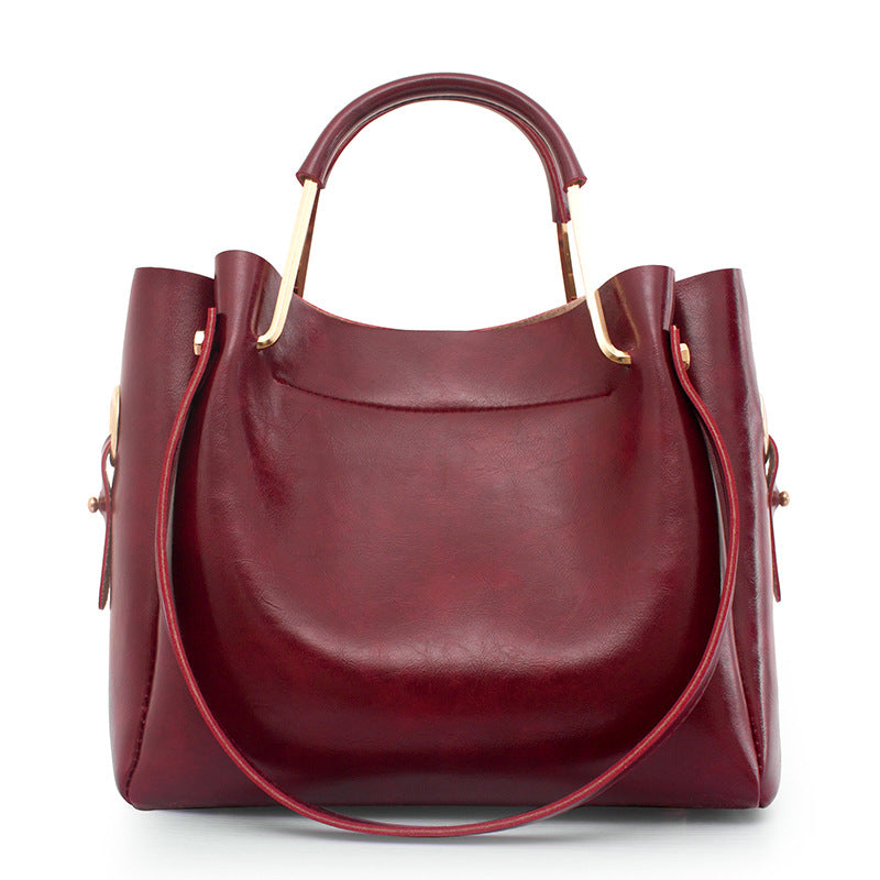 Atelier Sacrum Retro Vegan Leather Tote Bag – Classic Single Shoulder Oil Wax Finish, Versatile and Portable