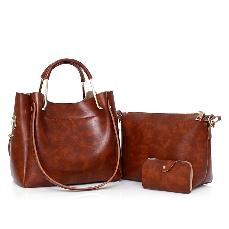 Atelier Sacrum Retro Vegan Leather Tote Bag – Classic Single Shoulder Oil Wax Finish, Versatile and Portable