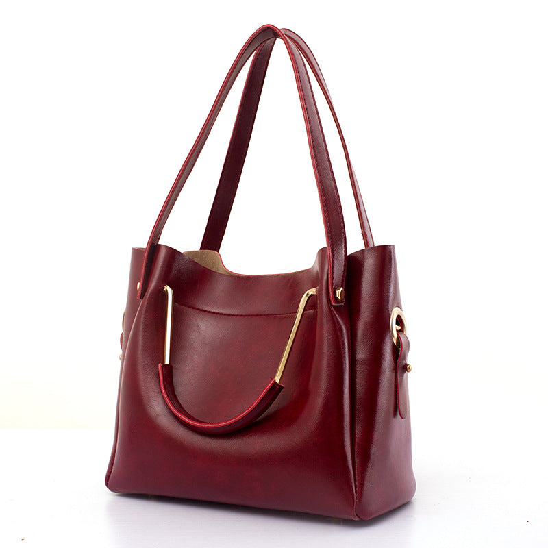 Atelier Sacrum Retro Vegan Leather Tote Bag – Classic Single Shoulder Oil Wax Finish, Versatile and Portable