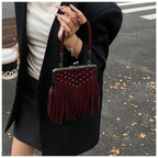 Retro Rivet Tassel Shoulder Messenger Bag in Vegan PU Leather
