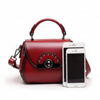 Retro Small Leather Shoulder Bag – Square Crossbody Handbag