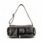 Atelier Sacrum Denim Shoulder Messenger Bag with Multi-Pocket Retro Locomotive Design