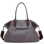 Atelier Sacrum Elegant Women's Canvas Shoulder Bag with ID Holder and Zipper Pocket