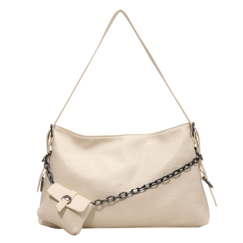Retro Chain Shoulder Bag with Small Wallet in Premium Vegan Leather