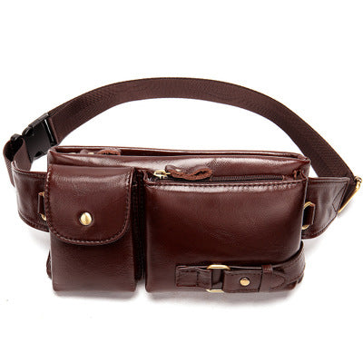 Men's Retro Leather Waist and Shoulder Crossbody Bag - First Layer Cowhide