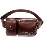 Men's Retro Leather Waist and Shoulder Crossbody Bag - First Layer Cowhide