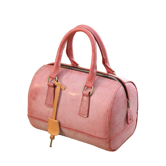 Vegetable Tanned Leather Retro Portable Hand Shoulder Boston Ladies Bag