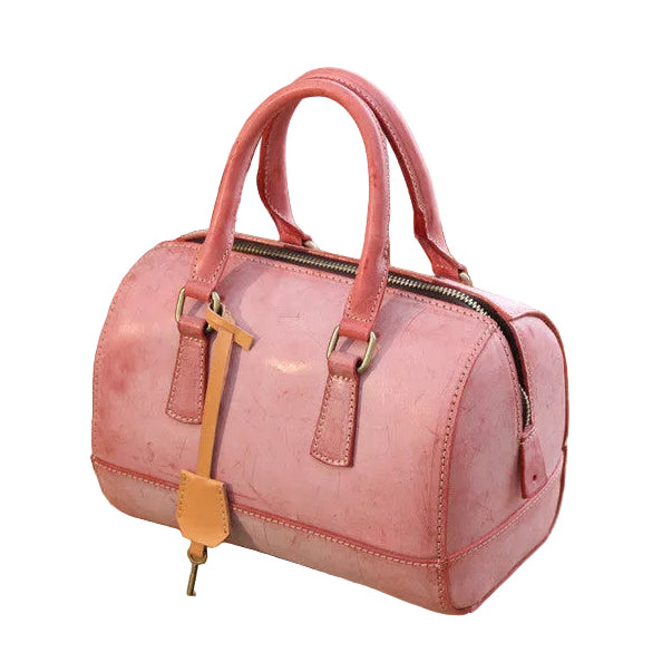 Vegetable Tanned Leather Retro Portable Hand Shoulder Boston Ladies Bag