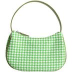 Atelier Sacrum Vegan Leather Crescent Stitch-Detail Shoulder Bag in Checkered Pattern