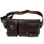 Men's Retro Leather Waist and Shoulder Crossbody Bag - First Layer Cowhide