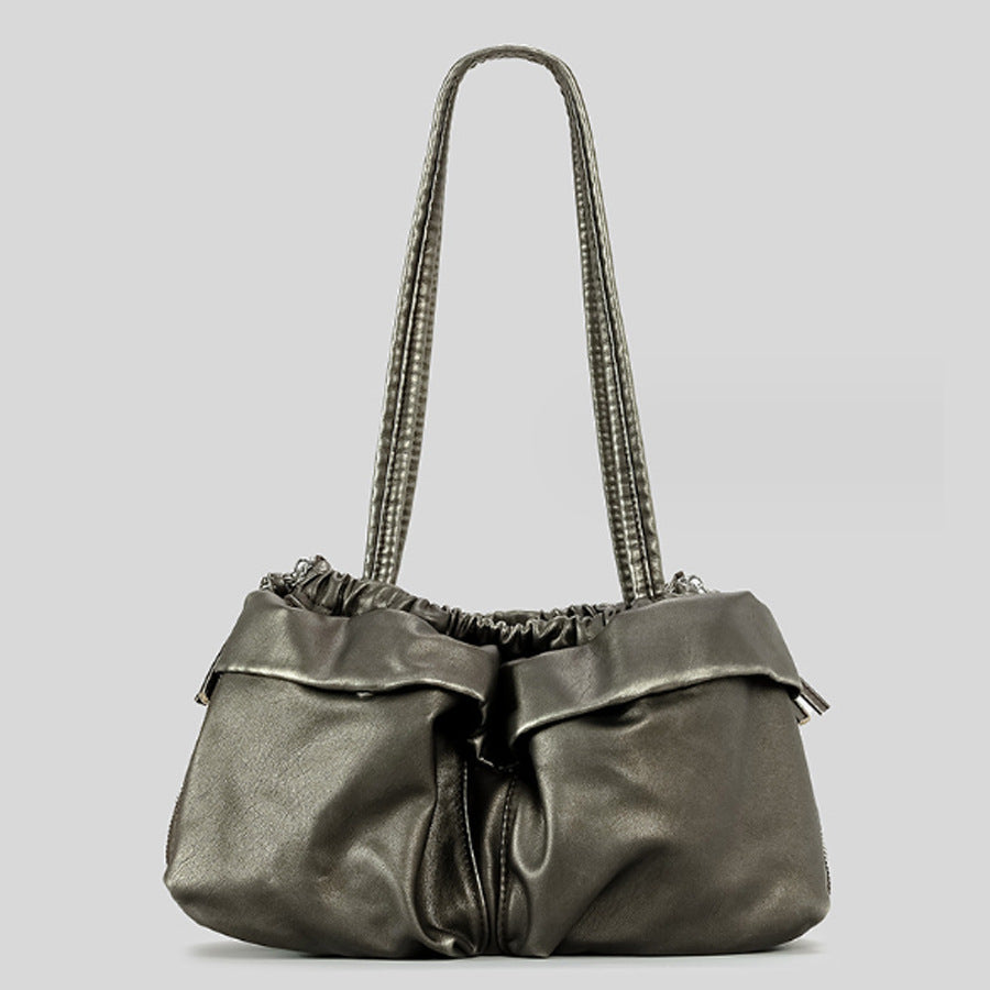 Atelier Sacrum Large Capacity Vegan Leather Shoulder Bag with Multi-Pockets for Women