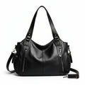 Large Vegan Leather Shoulder Bag – Textured Crossbody Handbag