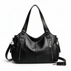 Large Vegan Leather Shoulder Bag – Textured Crossbody Handbag