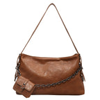 Retro Chain Shoulder Bag with Small Wallet in Premium Vegan Leather