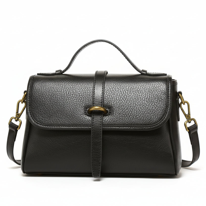 Cowhide Retro One Shoulder Bag - Elegant Leather for Women