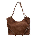 Retro-Inspired Large Capacity Casual Shoulder Bag in Soft Vegan Leather
