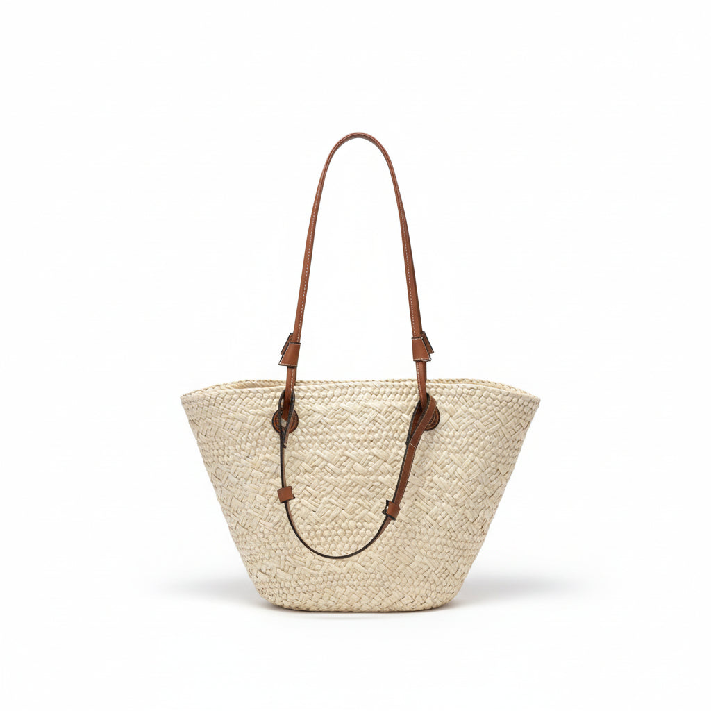 Woven Straw Shoulder Bag – Large Beach Tote