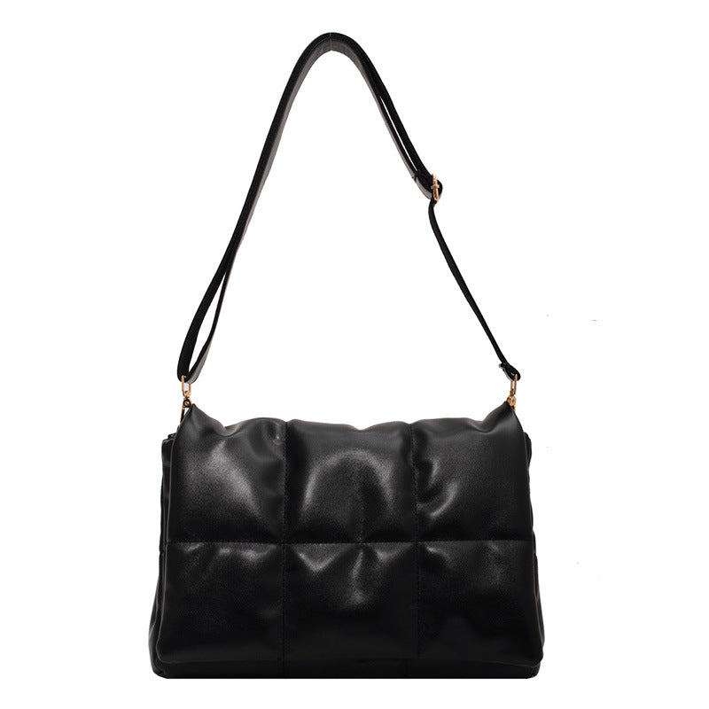 Quilted Vegan Leather Shoulder Bag – Medium Flap Messenger Bag