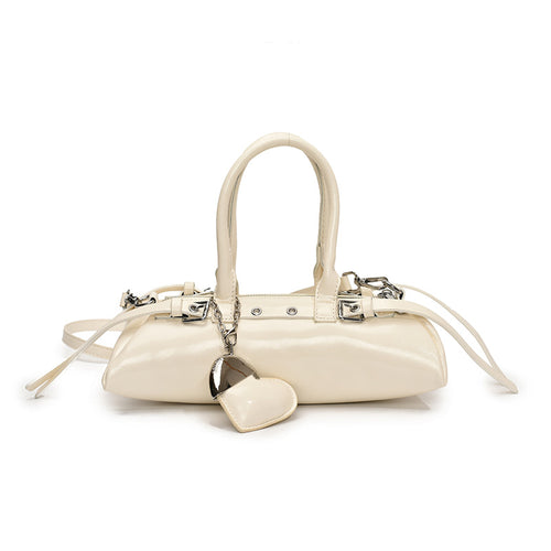 Atelier Sacrum Pillow-Shape Vegan Leather Commuter Shoulder Bag in Beige, Silver, Black, and Pink