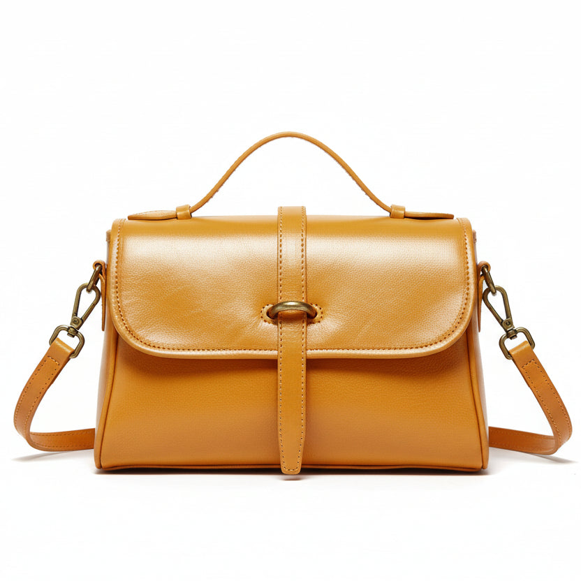 Cowhide Retro One Shoulder Bag - Elegant Leather for Women