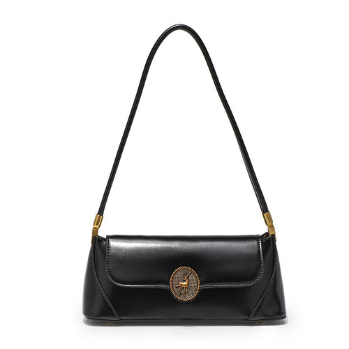 All-Match Retro Textured Shoulder Bag in Vegan Leather with Sandwich Pocket
