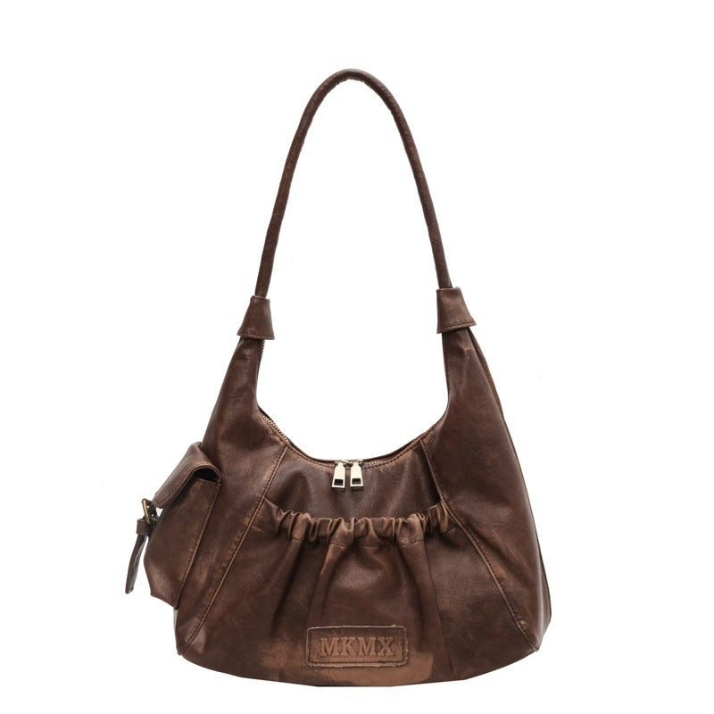 Atelier Sacrum Retro-Style Vegan Leather Shoulder Bag in Brown, Black, and Khaki