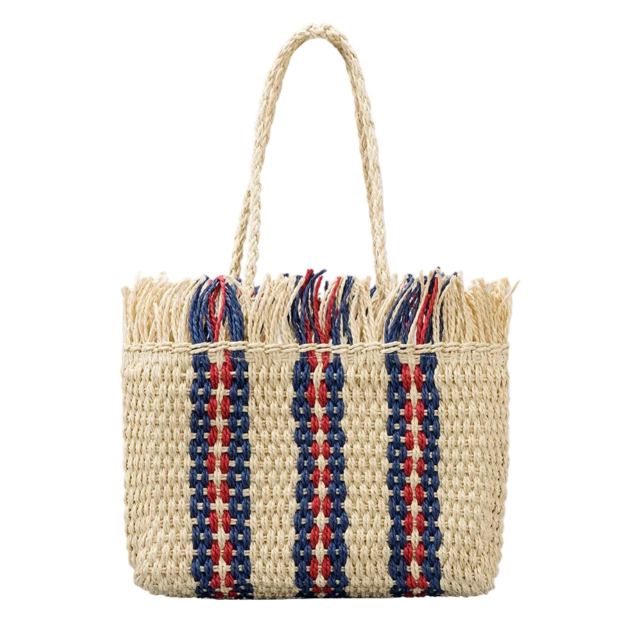 Atelier Sacrum Handwoven Large Capacity Beach Tote Bag in Straw with Vegan PU Leather Accents