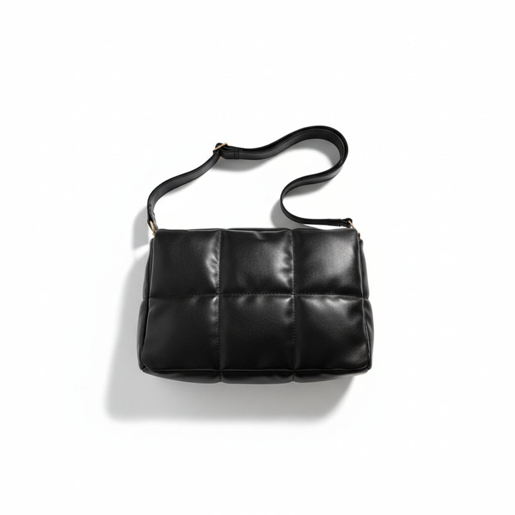 Quilted Vegan Leather Shoulder Bag – Medium Flap Messenger Bag