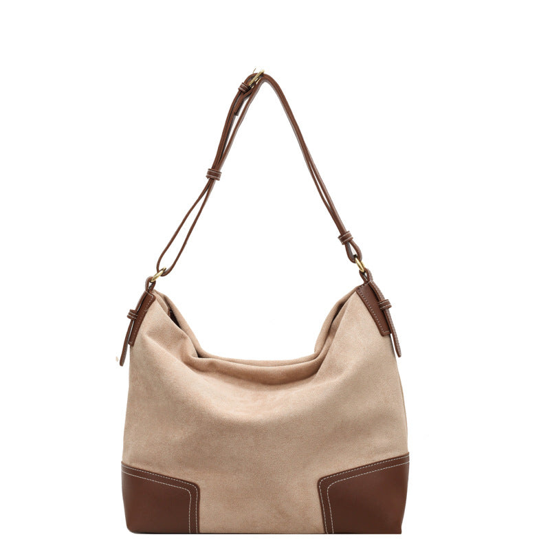 Retro Style Large Capacity Underarm Shoulder Bag in Vegan Leather