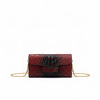 Croc-Embossed Vegan Leather Crossbody Clutch – Small Shoulder Bag