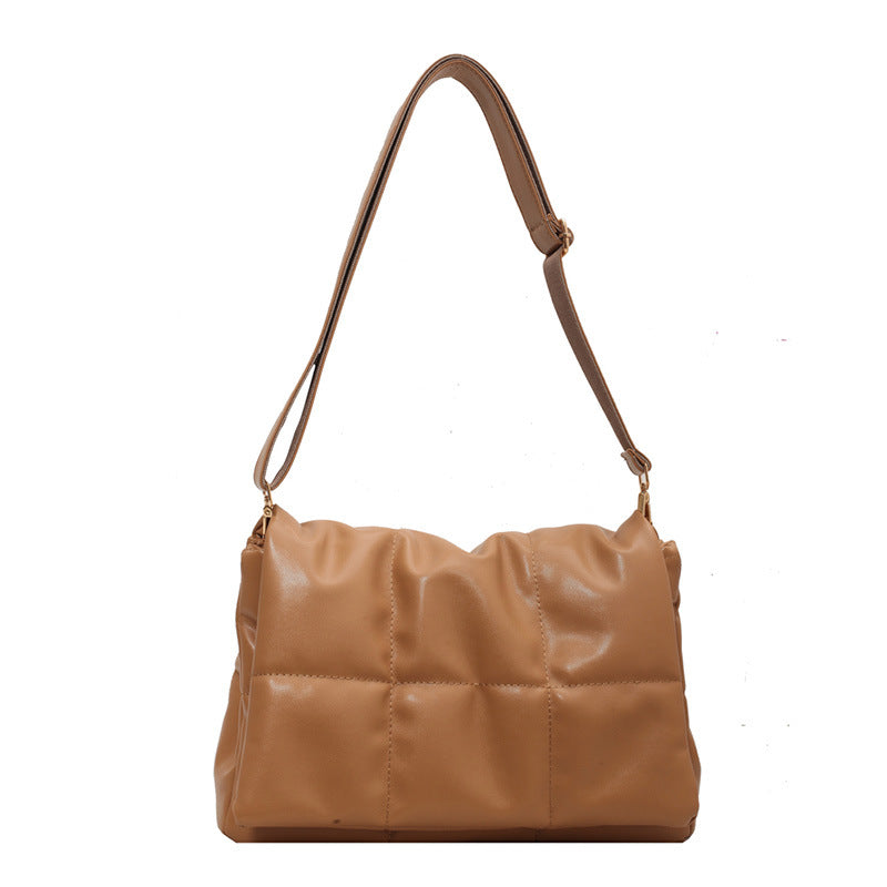 Quilted Vegan Leather Shoulder Bag – Medium Flap Messenger Bag