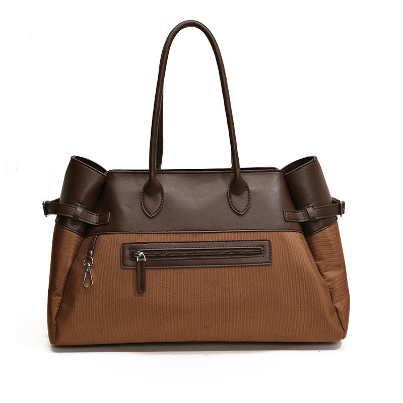 STRUCTURED BI-MATERIAL SHOULDER BAG