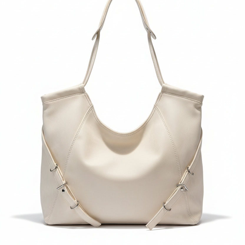 Retro-Inspired Large Capacity Casual Shoulder Bag in Soft Vegan Leather