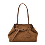Retro Frosted Vegan Leather Tote Bag Large Capacity Shoulder Bag