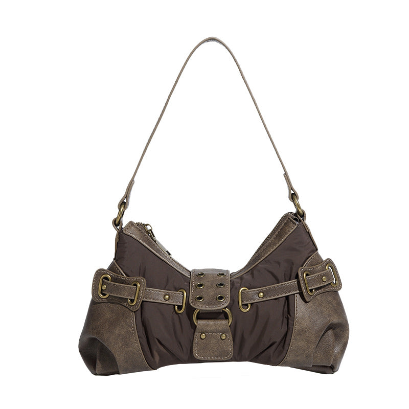 Distressed Canvas Shoulder Bag – Retro Underarm Crossbody Bag