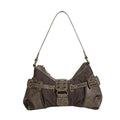 Distressed Canvas Shoulder Bag – Retro Underarm Crossbody Bag