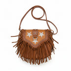 Retro Five-Pointed Star Sequin Tassel Vegan Leather Crossbody Messenger Bag