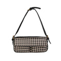 Houndstooth Canvas Shoulder Bag – Small Retro Baguette Bag