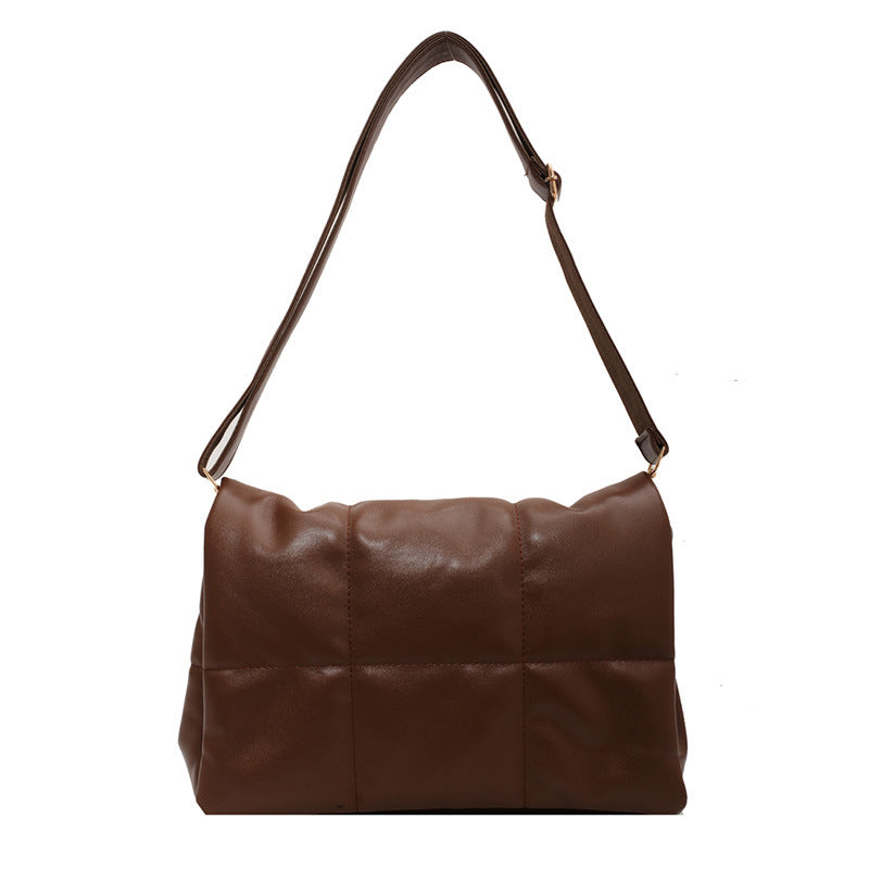 Quilted Vegan Leather Shoulder Bag – Medium Flap Messenger Bag