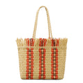 Atelier Sacrum Handwoven Large Capacity Beach Tote Bag in Straw with Vegan PU Leather Accents