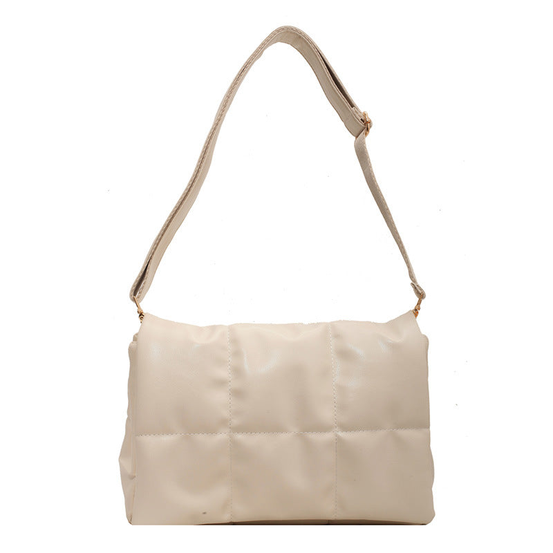 Quilted Vegan Leather Shoulder Bag – Medium Flap Messenger Bag