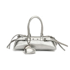 Atelier Sacrum Pillow-Shape Vegan Leather Commuter Shoulder Bag in Beige, Silver, Black, and Pink