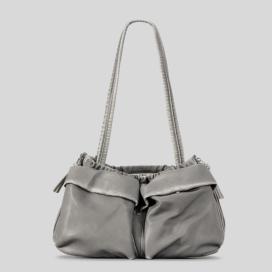 Atelier Sacrum Large Capacity Vegan Leather Shoulder Bag with Multi-Pockets for Women