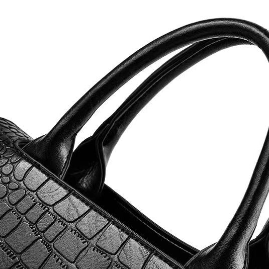 Crossbody Shoulder Bag in Vegan Leather with Crocodile and Stone Patterns