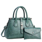 Large Vegan Leather Bucket Shoulder Bag – Lock Detail Handbag Set