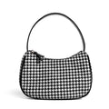 Atelier Sacrum Vegan Leather Crescent Stitch-Detail Shoulder Bag in Checkered Pattern