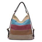 Atelier Sacrum Canvas Messenger Bag in Khaki and Blue Contrast Stitching