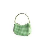 Atelier Sacrum Vegan Leather Crescent Stitch-Detail Shoulder Bag in Checkered Pattern